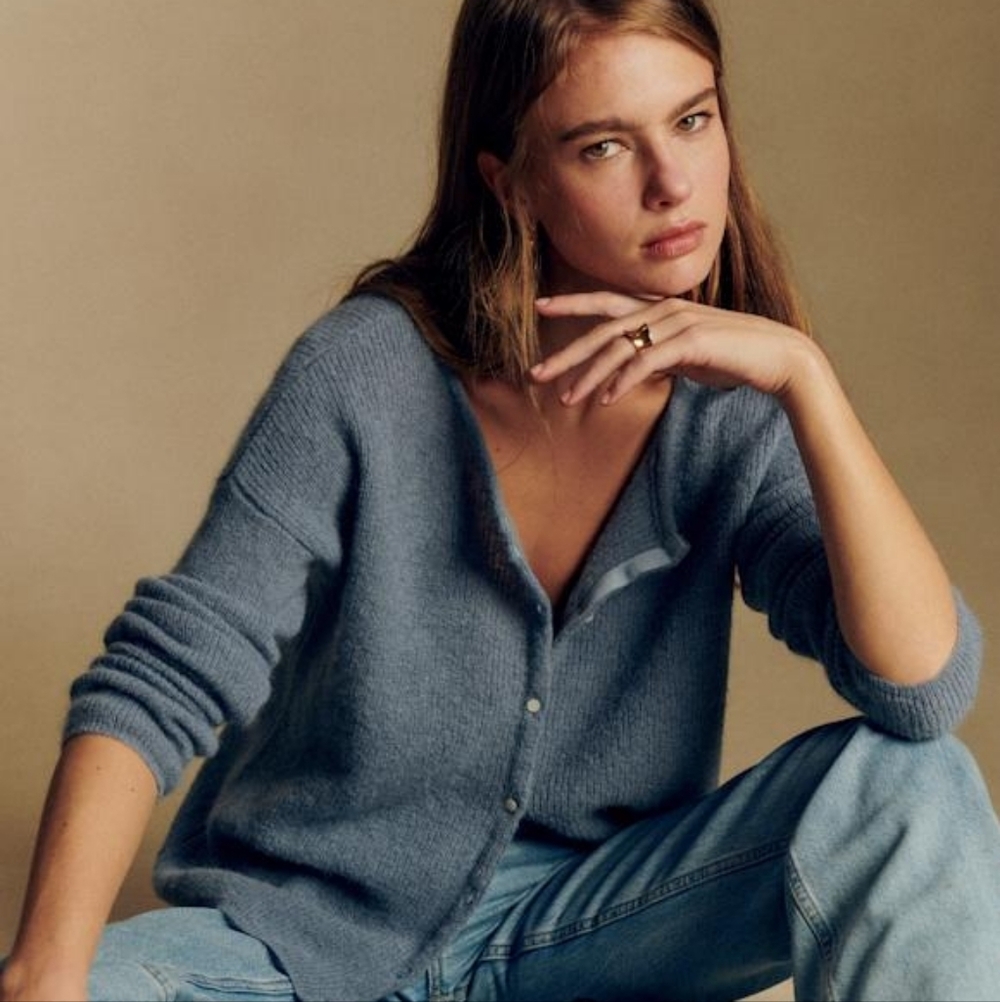 Sezane Gaspard Cardigan - Vintage Blue